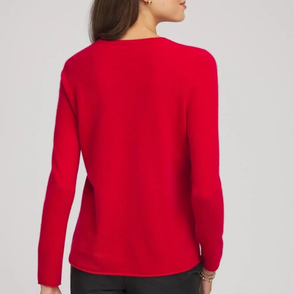 Chicos Sweater Large / 2 100 Cashmere Pullover Crew Neck Holiday Capsule Office